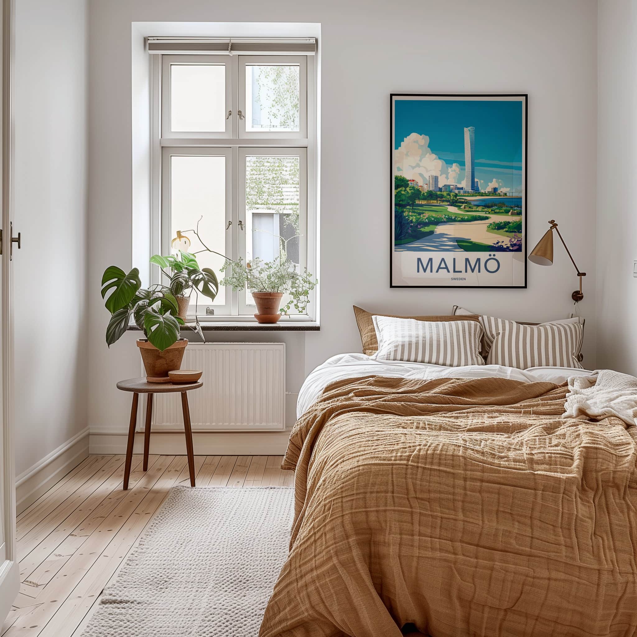 Malmo Poster - Sweden Travel Print - Architectural Waterfront Park Lounge Decor