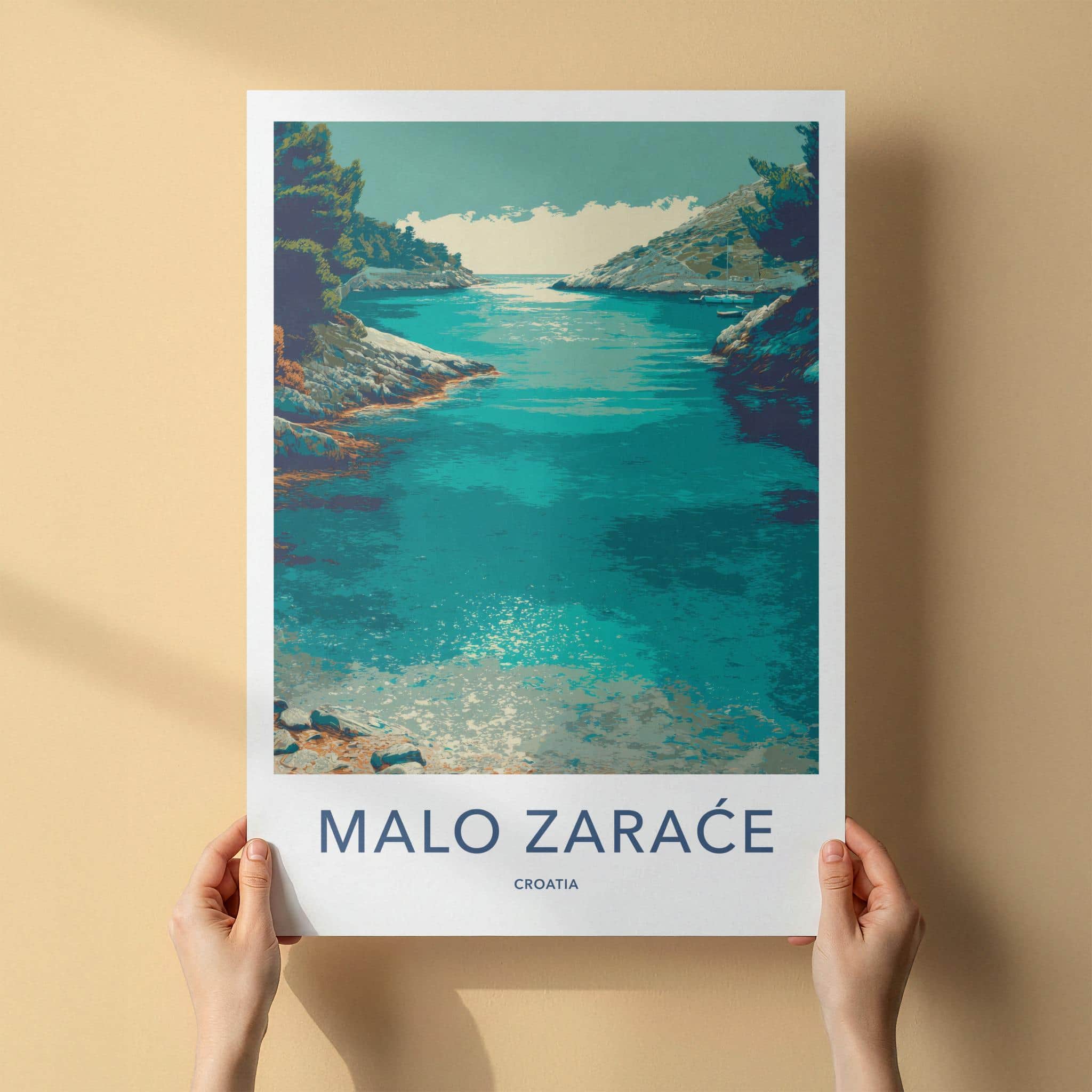Malo Zarace Poster - Croatia Travel Art - Coastal Cove Boats Wall Decor
