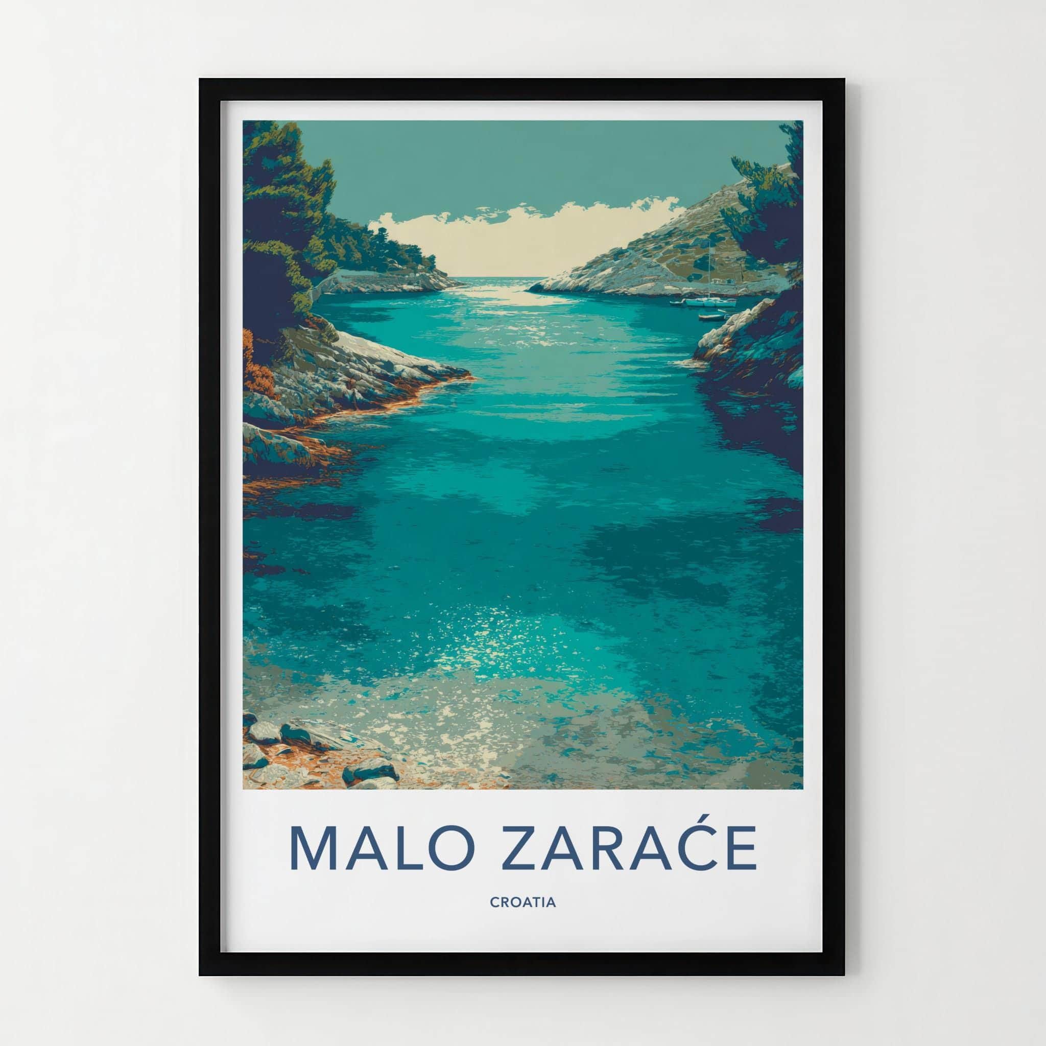 Malo Zarace Poster - Croatia Travel Art - Coastal Cove Boats Wall Decor