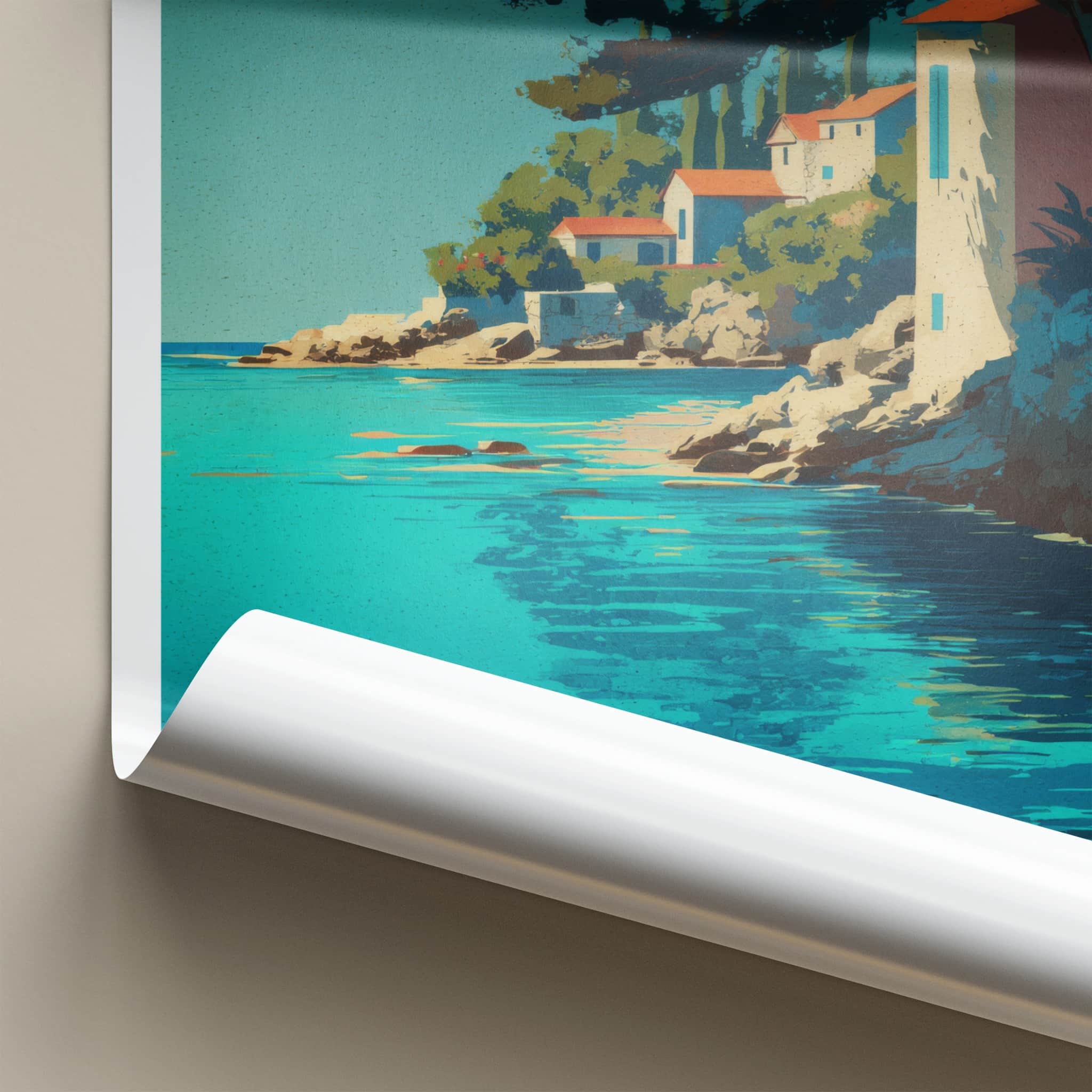 Malo Zarace Poster - Croatia Travel Art - Seaside Village Cove Wall Decor