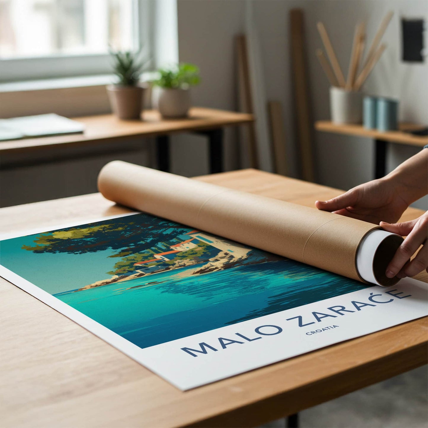 Malo Zarace Poster - Croatia Travel Art - Seaside Village Cove Wall Decor