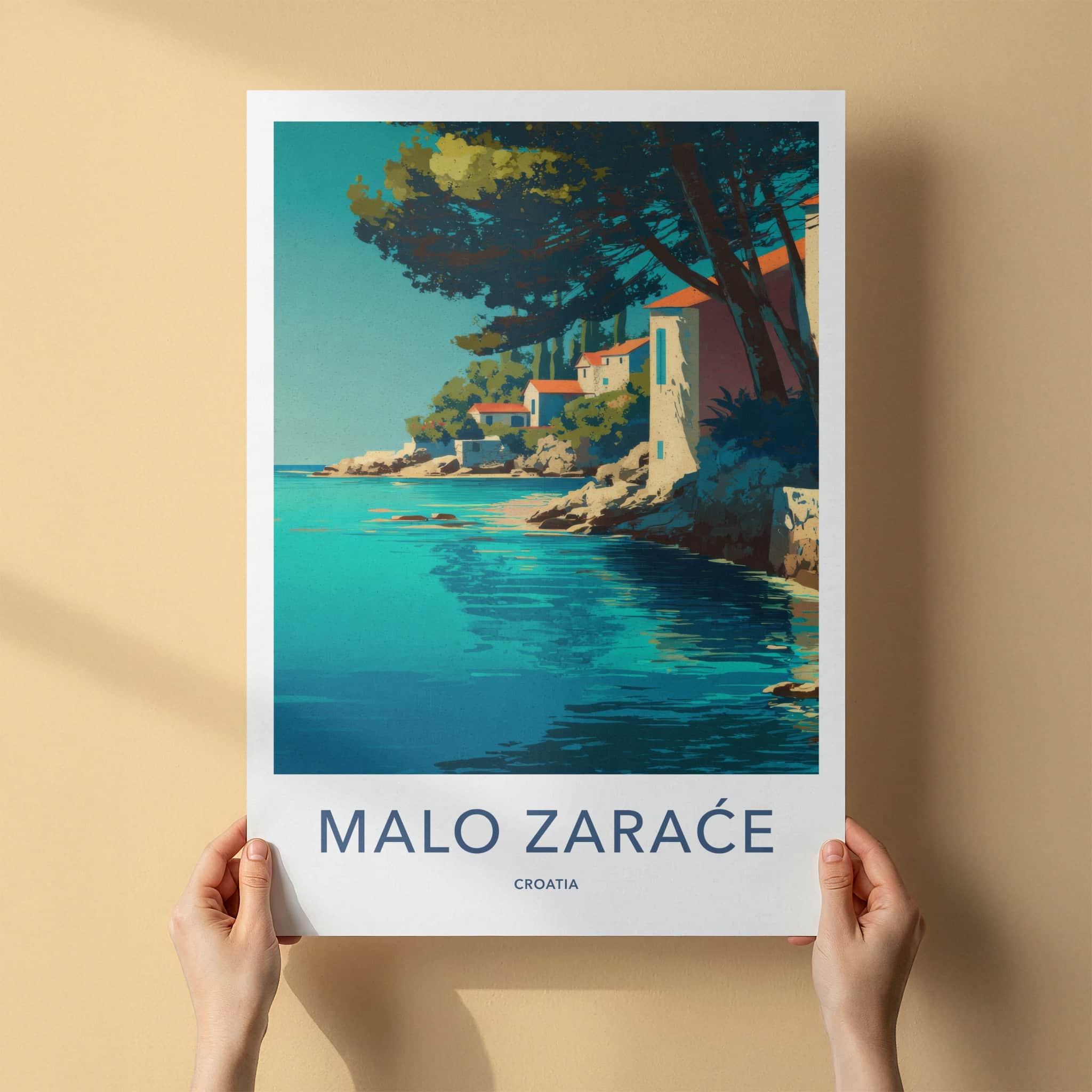 Malo Zarace Poster - Croatia Travel Art - Seaside Village Cove Wall Decor
