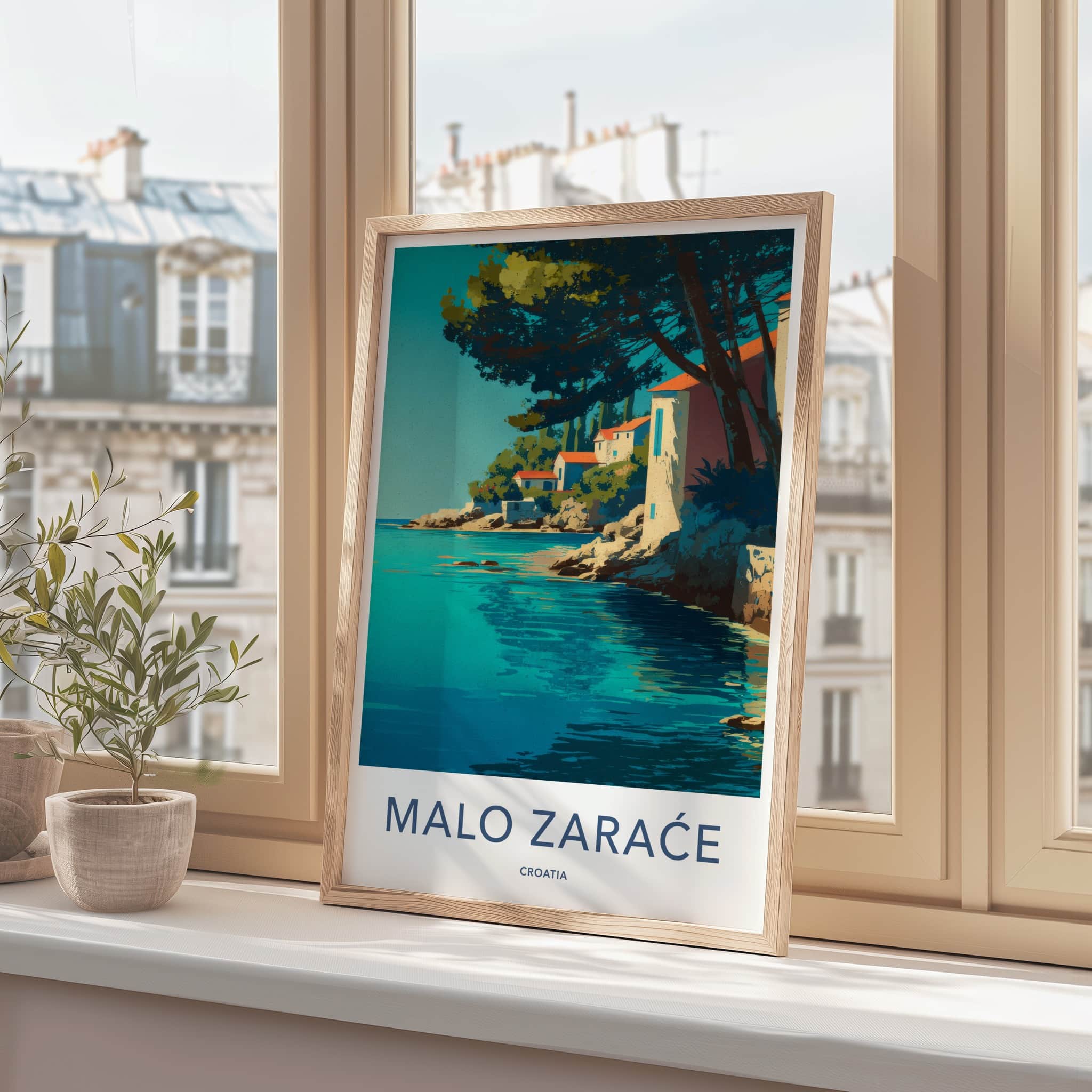 Malo Zarace Poster - Croatia Travel Art - Seaside Village Cove Wall Decor