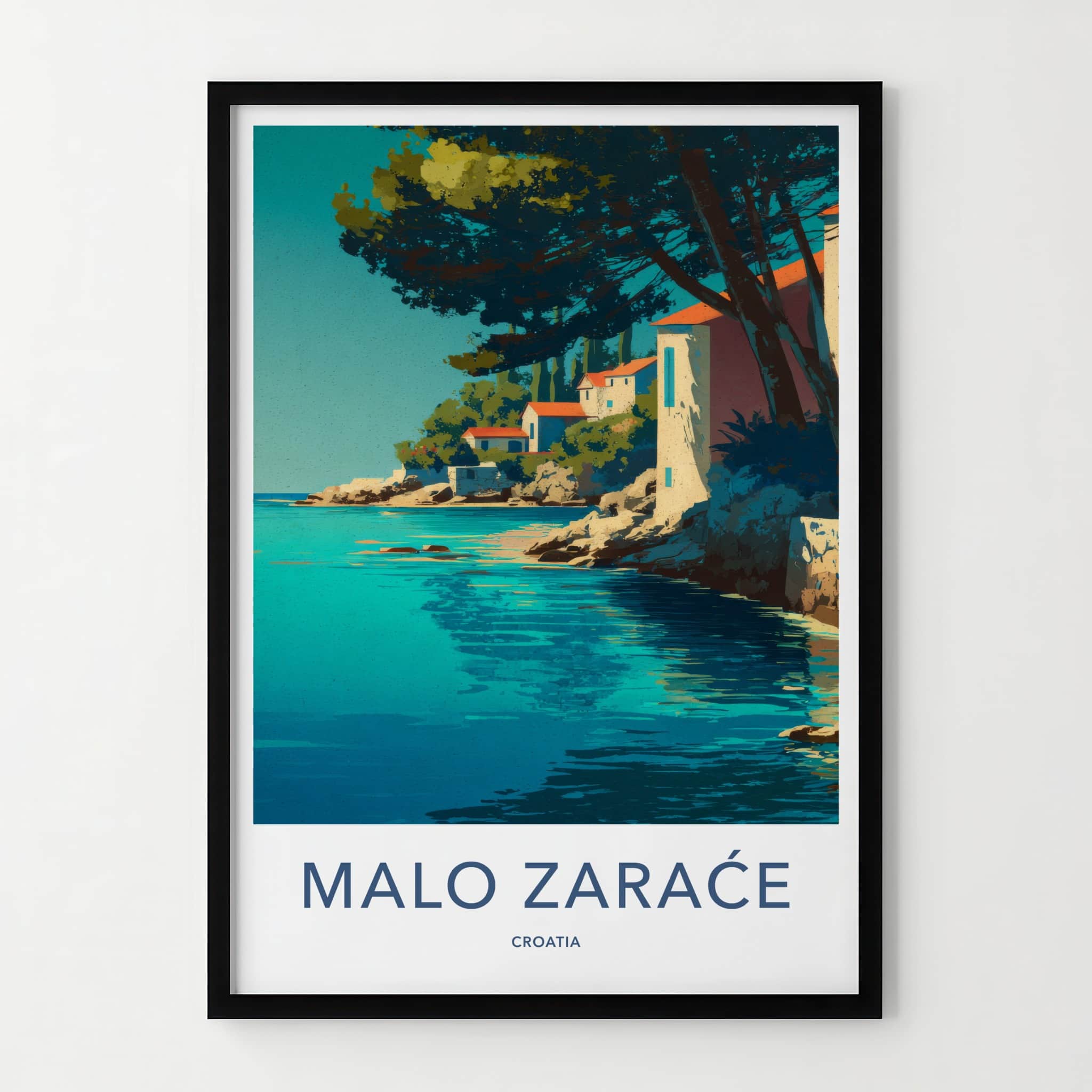 Malo Zarace Poster - Croatia Travel Art - Seaside Village Cove Wall Decor