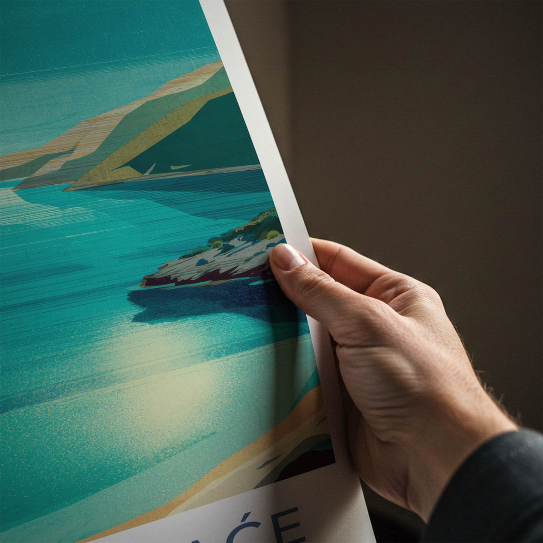 Malo Zarace Poster - Croatia Travel Art - Serene Blue Waters Home Decor