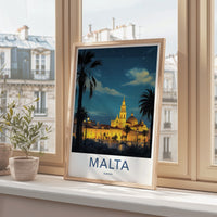Malta Poster - Malta Framed Print - Grand Cathedral Nightscape Gallery Art