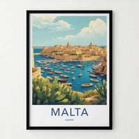 Malta Poster - Malta Travel Art - Boats Clear Blue Water Home Decor