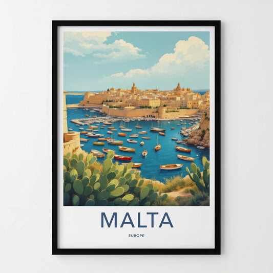 Malta Poster - Malta Travel Art - Boats Clear Blue Water Home Decor