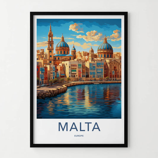 Malta Poster - Malta Travel Art - Colorful Waterfront Reflections Home Decor