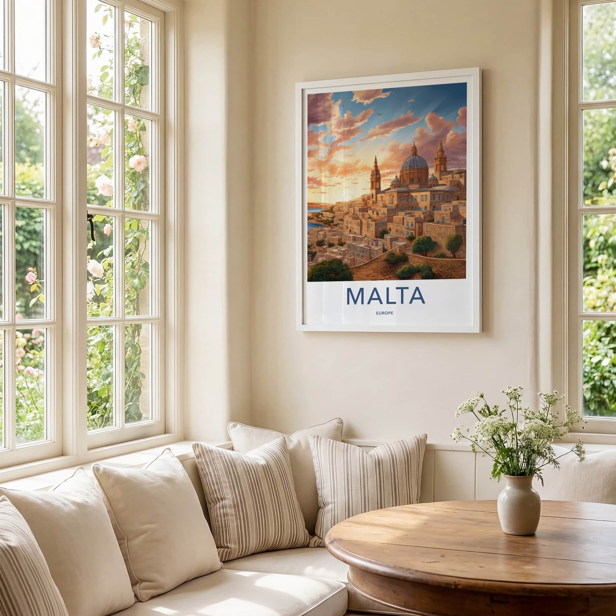 Malta Poster - Malta Travel Art - Golden Hour Cityscape Home Decor
