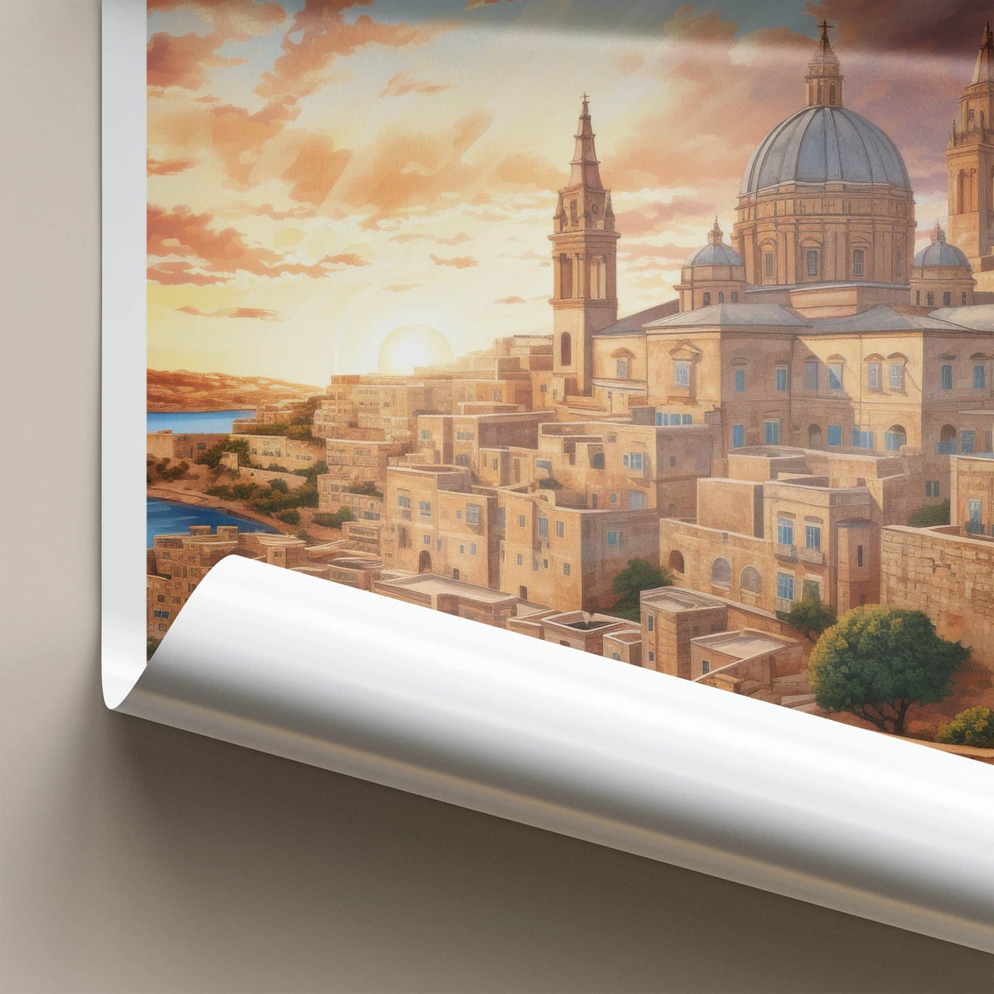 Malta Poster - Malta Travel Art - Golden Hour Cityscape Home Decor