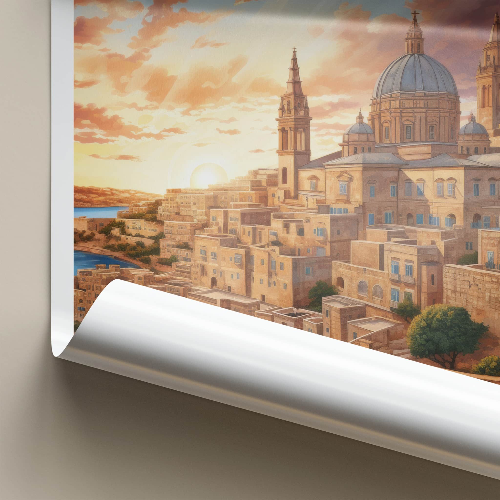 Malta Poster - Malta Travel Art - Golden Hour Cityscape Home Decor