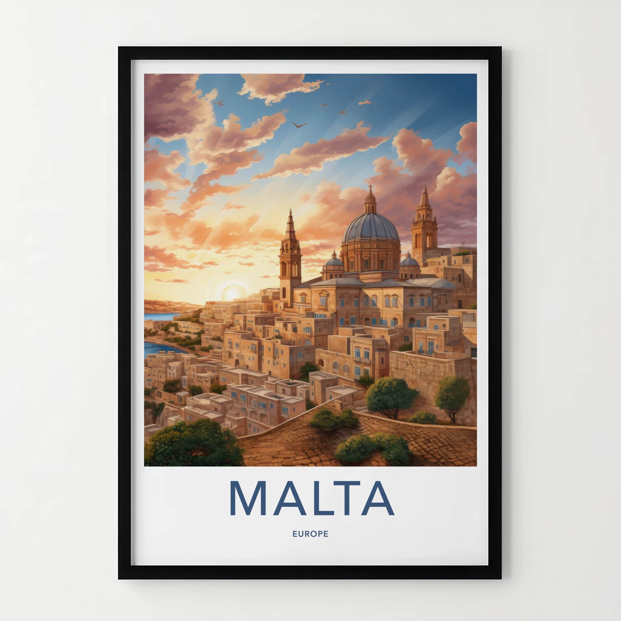 Malta Poster - Malta Travel Art - Golden Hour Cityscape Home Decor