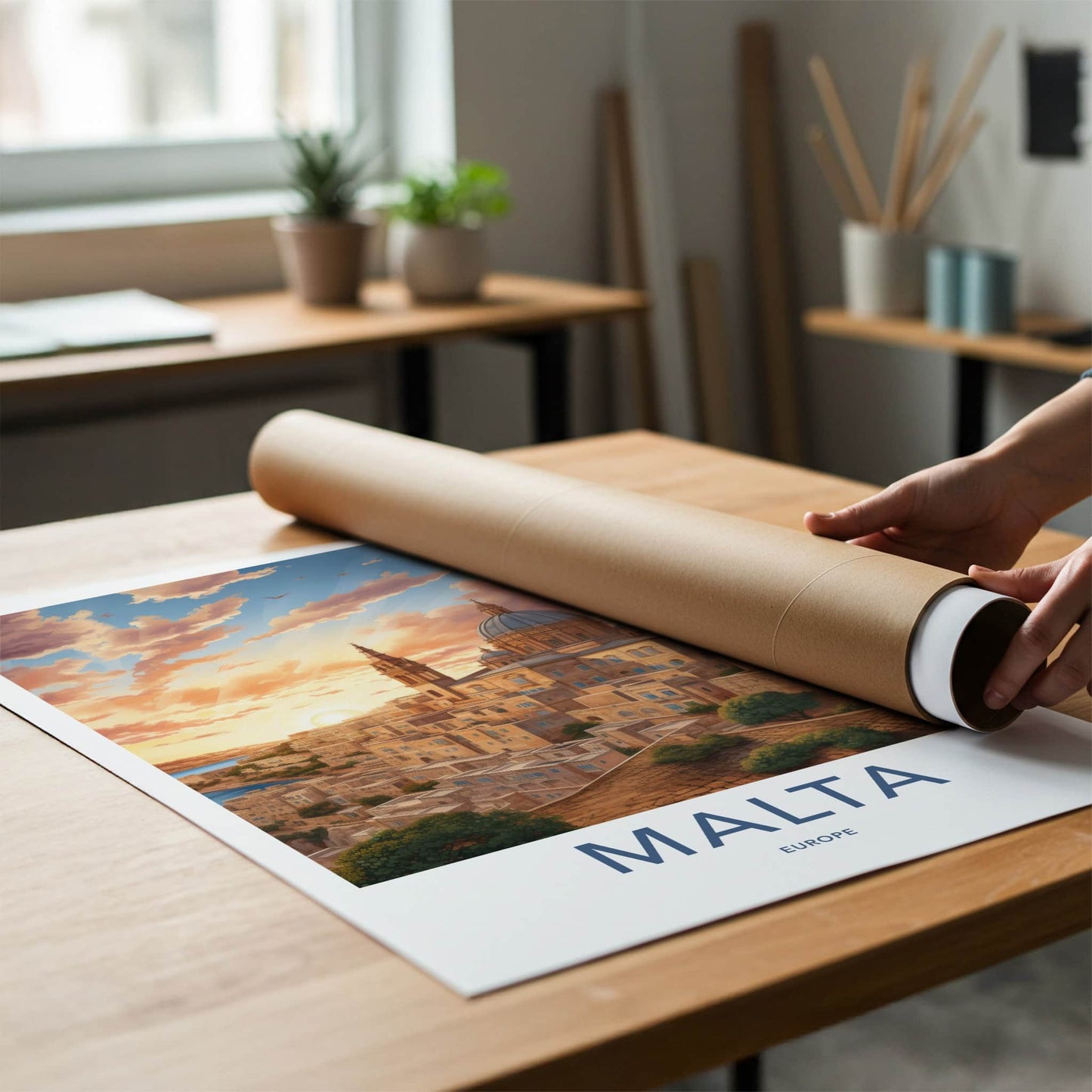 Malta Poster - Malta Travel Art - Golden Hour Cityscape Home Decor
