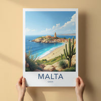 Malta Poster - Malta Travel Art - Historic Coastal Village Home Decor