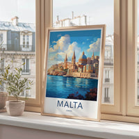 Malta Poster - Malta Travel Art - Valletta Harbor City Home Decor