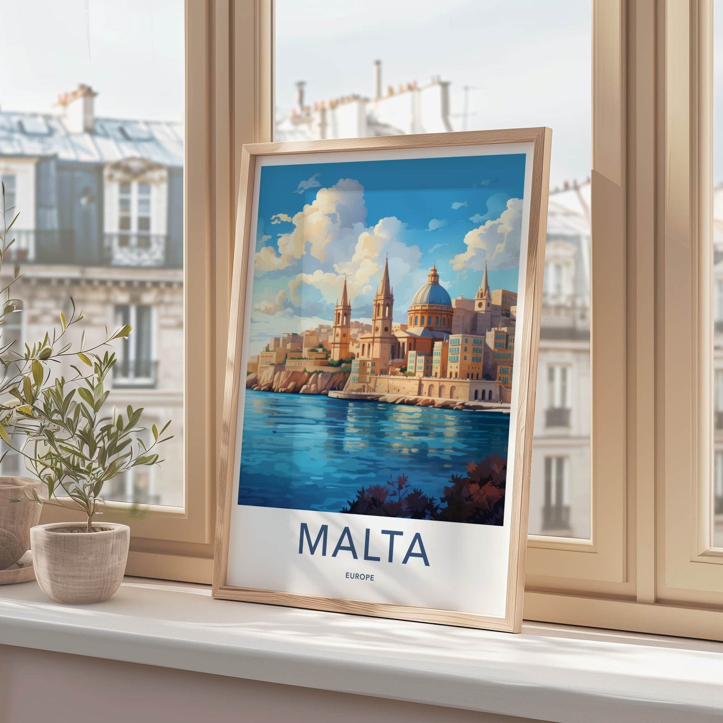 Malta Poster - Malta Travel Art - Valletta Harbor City Home Decor
