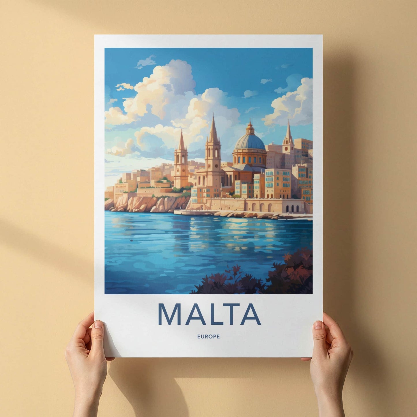 Malta Poster - Malta Travel Art - Valletta Harbor City Home Decor