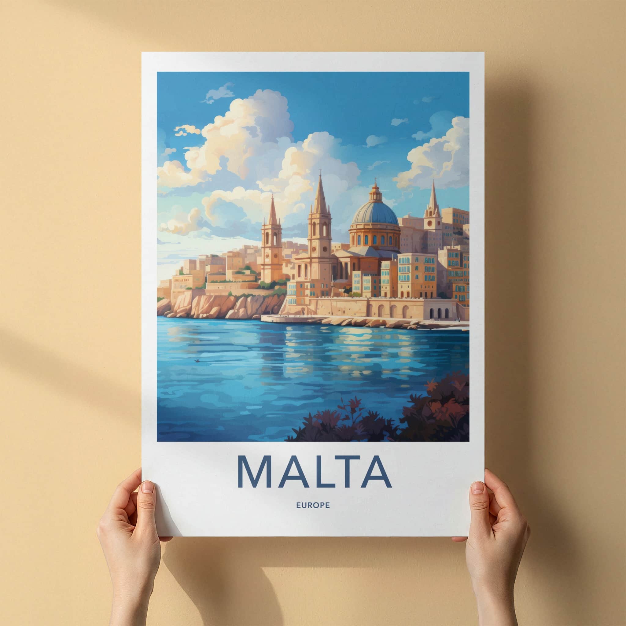 Malta Poster - Malta Travel Art - Valletta Harbor City Home Decor