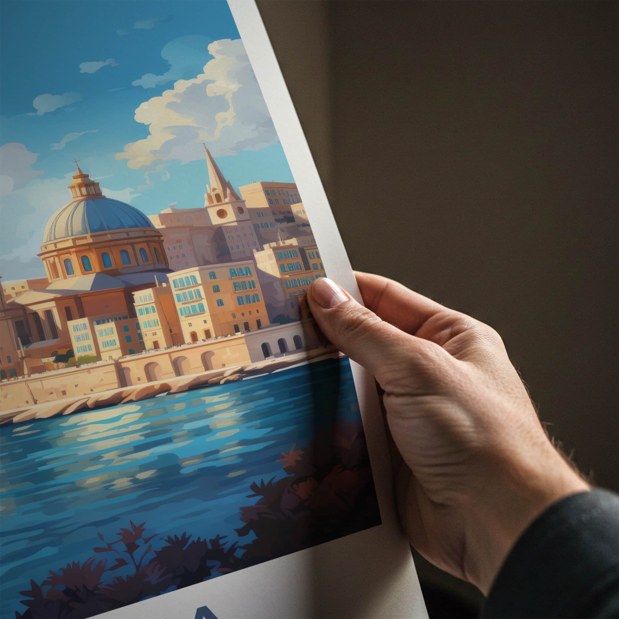 Malta Poster - Malta Travel Art - Valletta Harbor City Home Decor