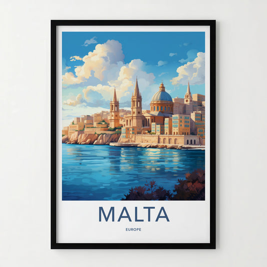 Malta Poster - Malta Travel Art - Valletta Harbor City Home Decor