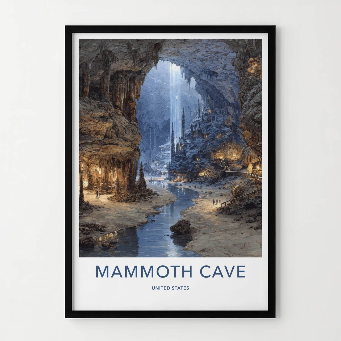 Mammoth Cave Poster - Kentucky Travel Art - Cavern River Stalagmites Home Decor