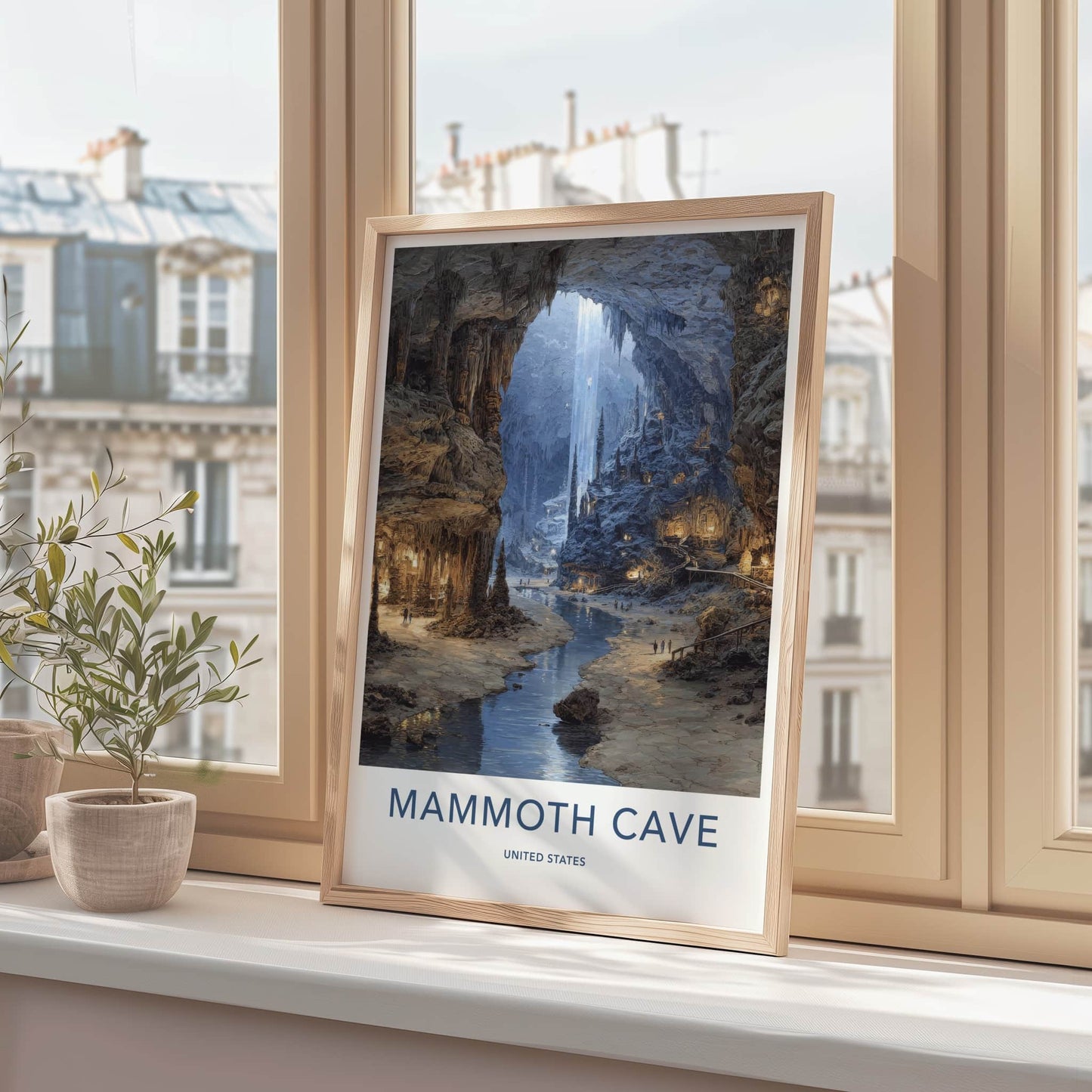 Mammoth Cave Poster - Kentucky Travel Art - Cavern River Stalagmites Home Decor