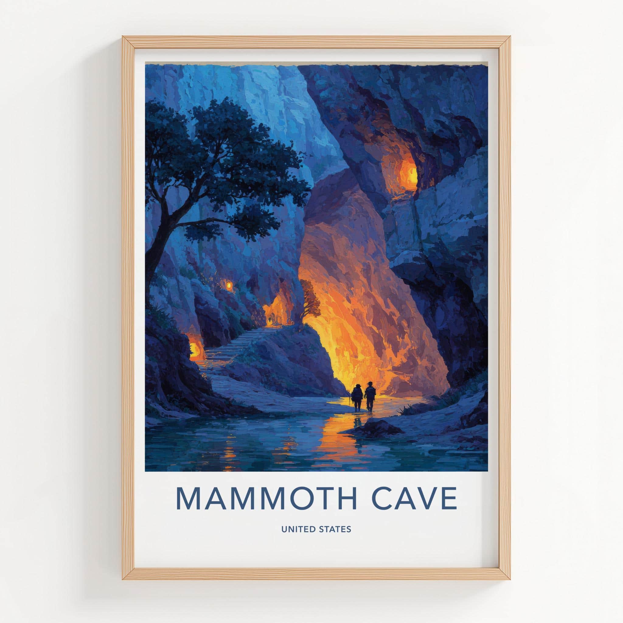 Mammoth Cave Poster - Kentucky Travel Art - Glowing Cave Passage Home Decor