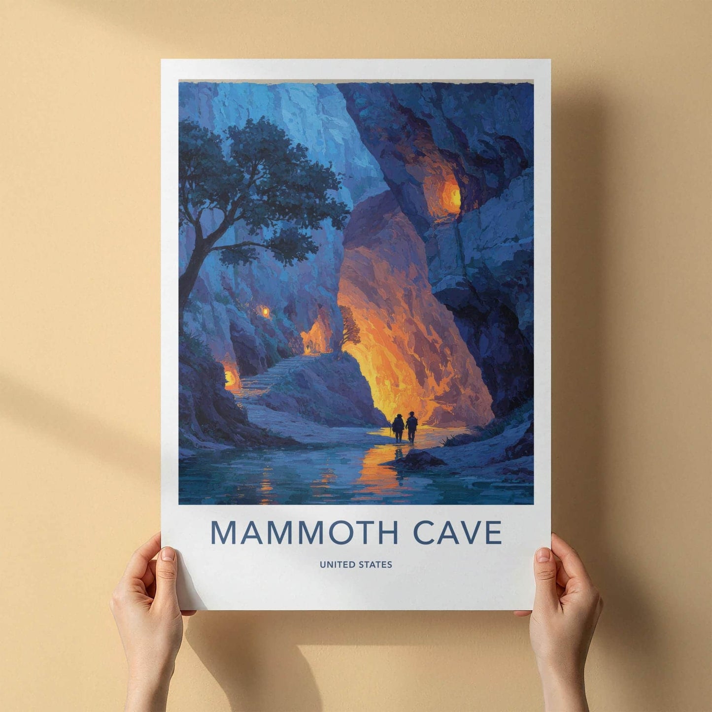 Mammoth Cave Poster - Kentucky Travel Art - Glowing Cave Passage Home Decor