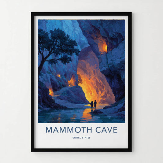 Mammoth Cave Poster - Kentucky Travel Art - Glowing Cave Passage Home Decor