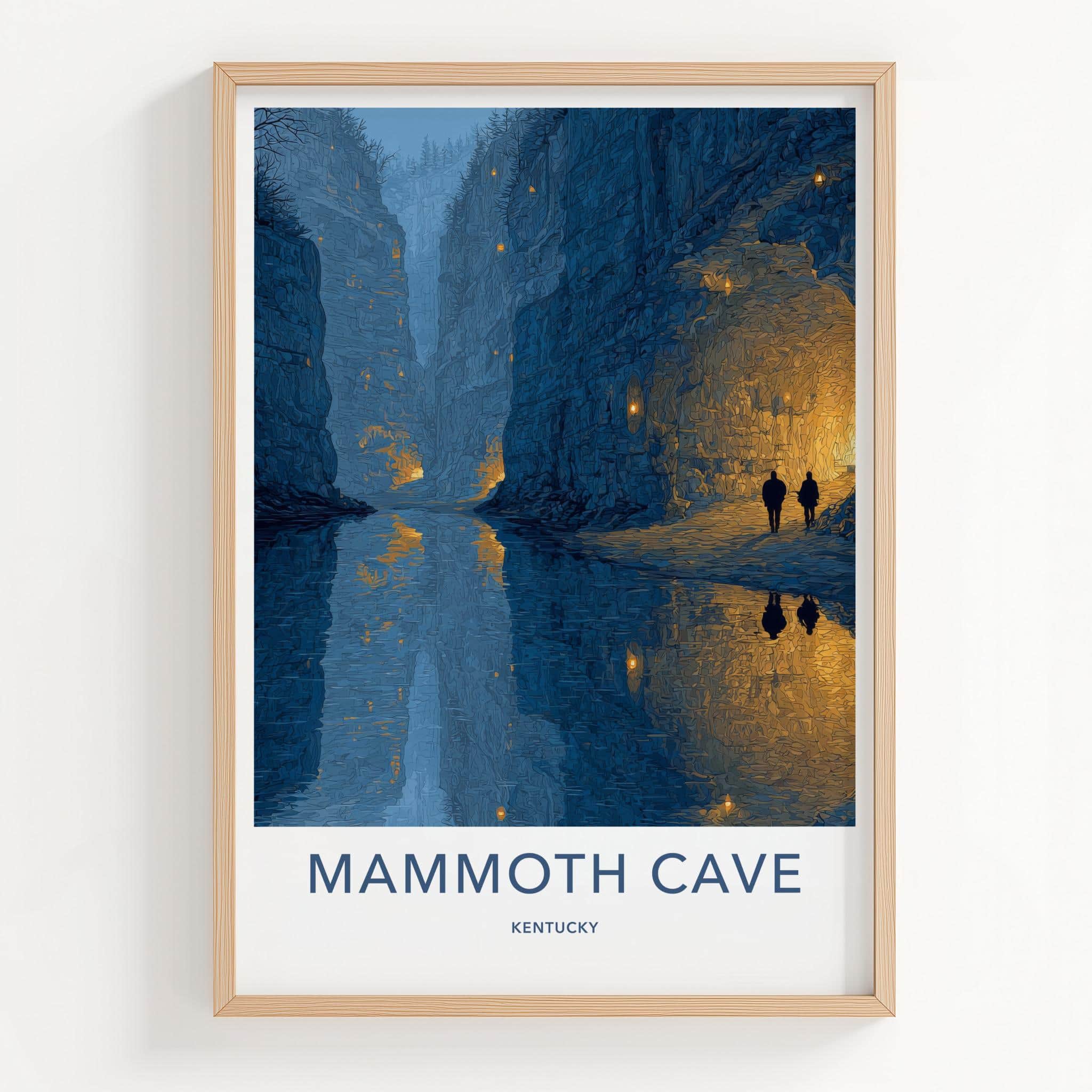 Mammoth Cave Poster - Kentucky Travel Art - Lantern Lit Cavern Wall Decor
