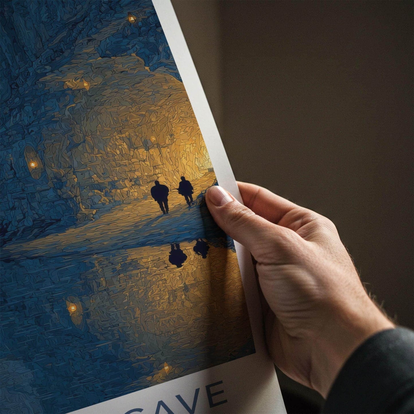 Mammoth Cave Poster - Kentucky Travel Art - Lantern Lit Cavern Wall Decor