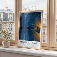 Mammoth Cave Poster - Kentucky Travel Art - Lantern Lit Cavern Wall Decor