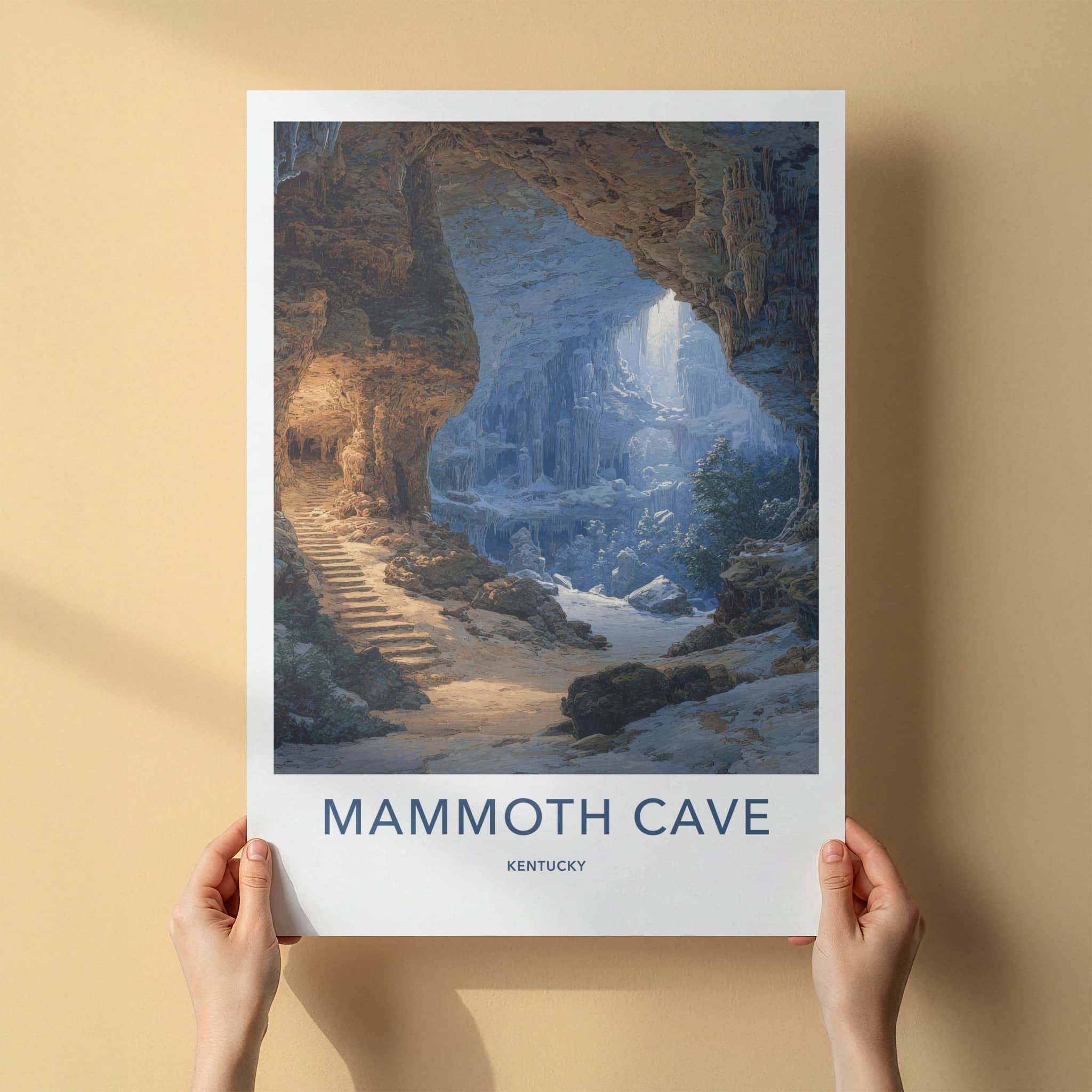 Mammoth Cave Poster - Kentucky Travel Art - Snowy Cavern View Home Decor