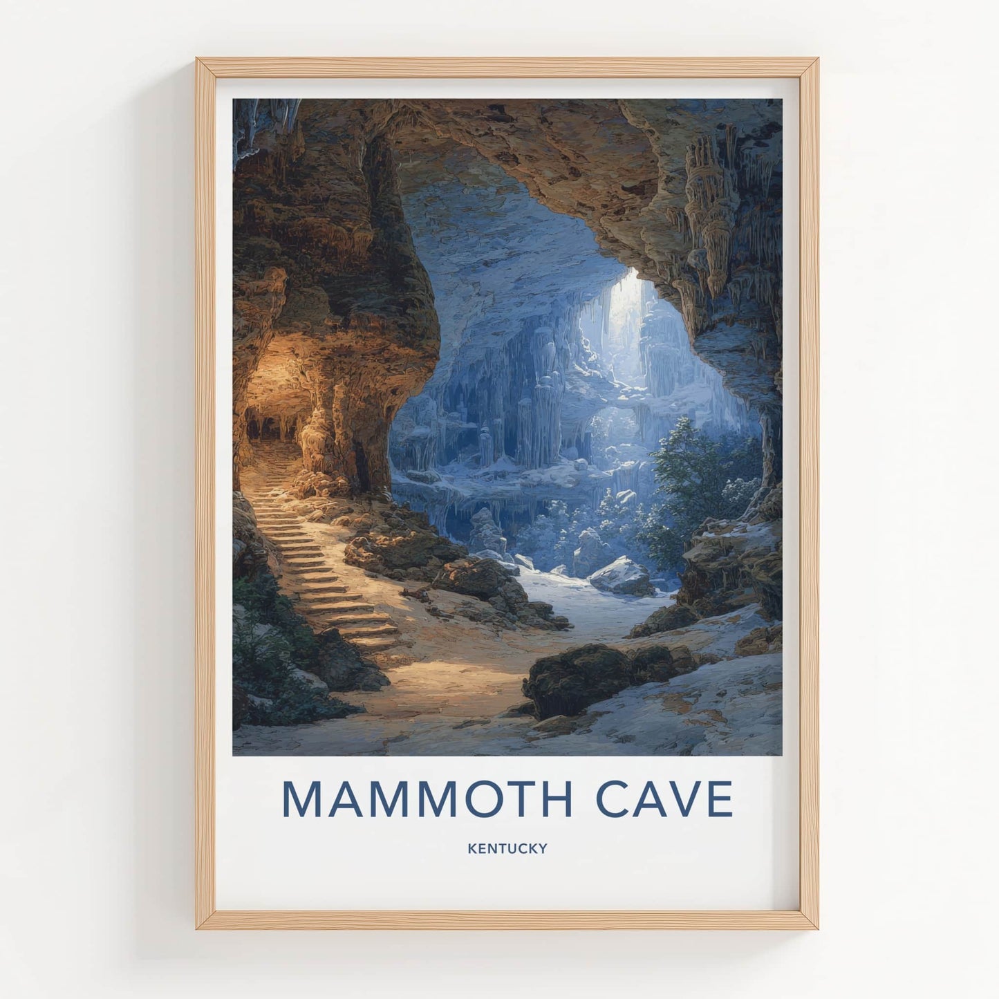 Mammoth Cave Poster - Kentucky Travel Art - Snowy Cavern View Home Decor