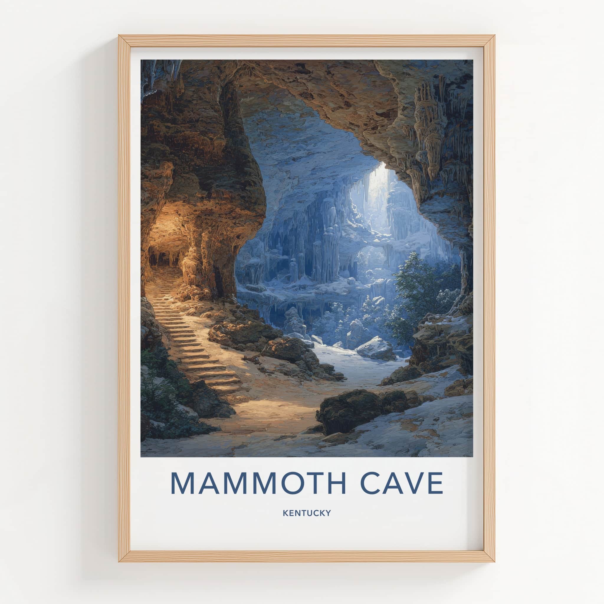 Mammoth Cave Poster - Kentucky Travel Art - Snowy Cavern View Home Decor