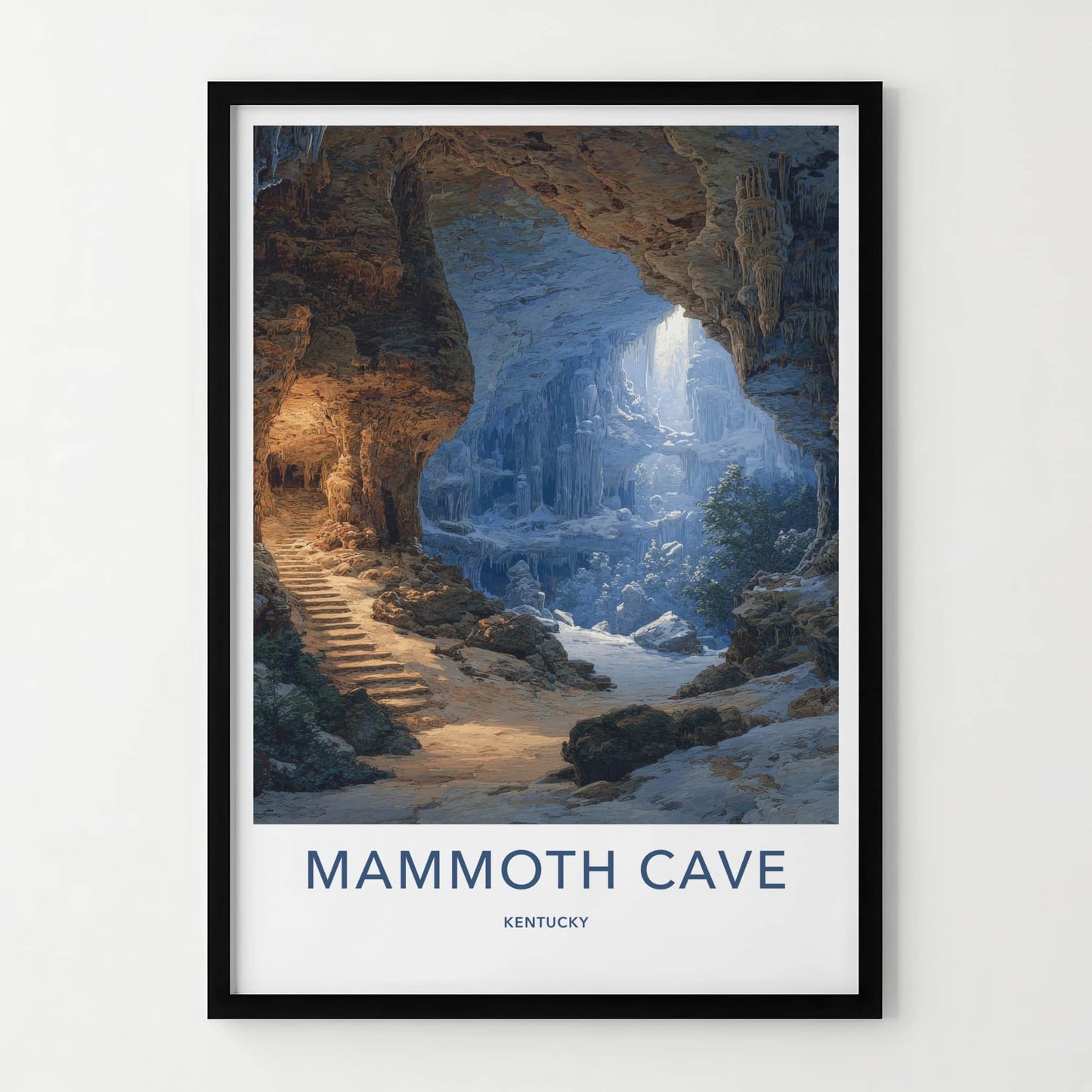 Mammoth Cave Poster - Kentucky Travel Art - Snowy Cavern View Home Decor