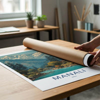 Manali Poster - India Travel Art - Himachal Pradesh Snowy River Valley Home Decor