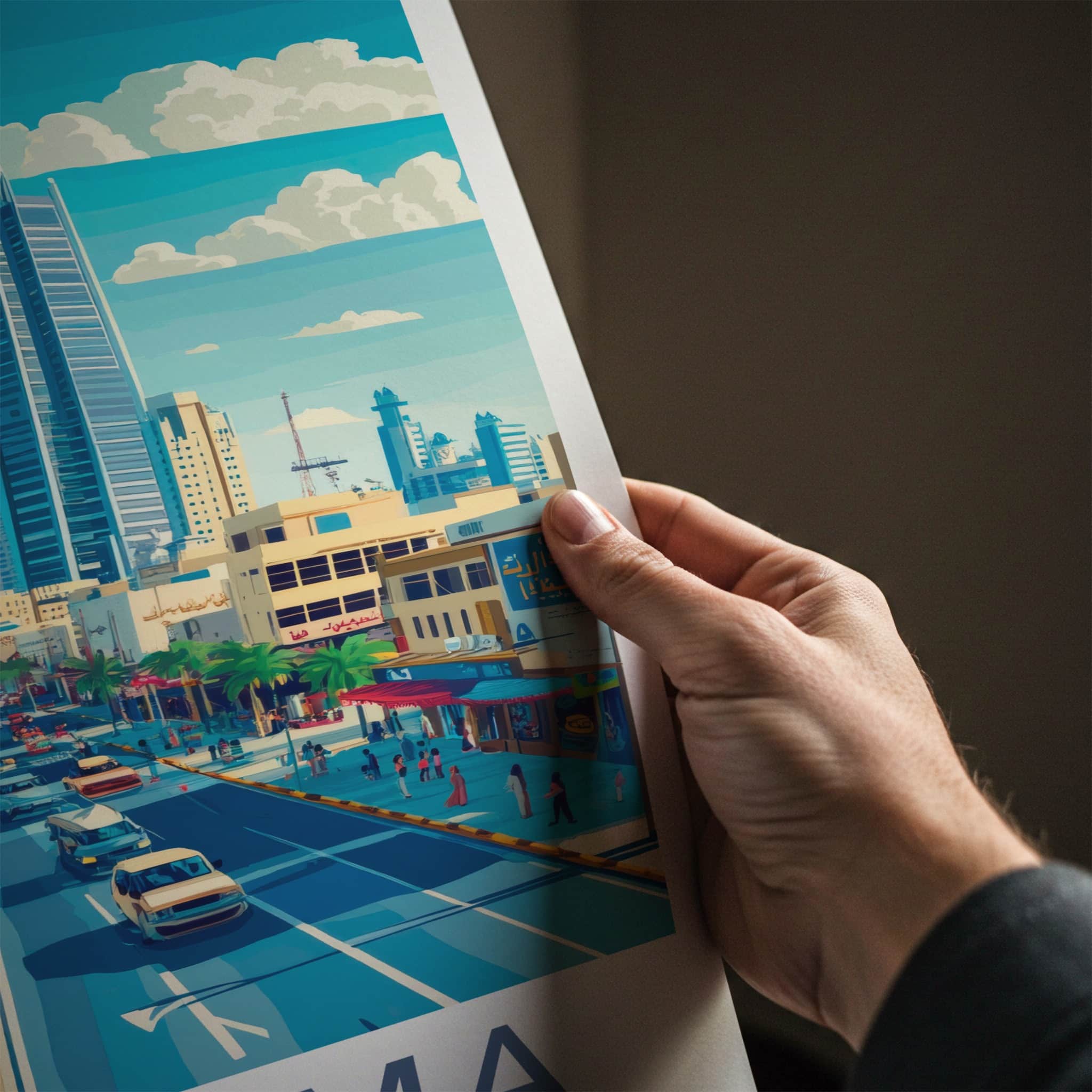 Manama Poster - Bahrain Art Print - Modern City Street Home Decor