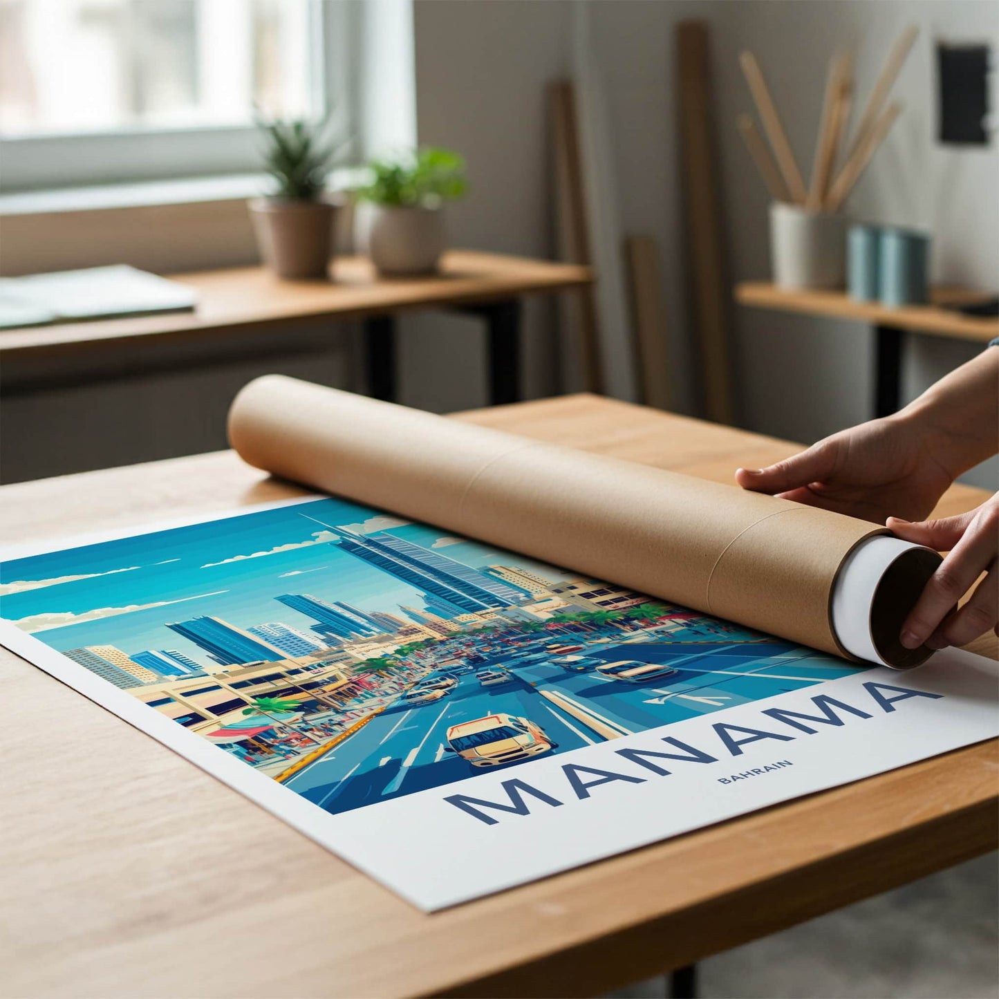 Manama Poster - Bahrain Art Print - Modern City Street Home Decor