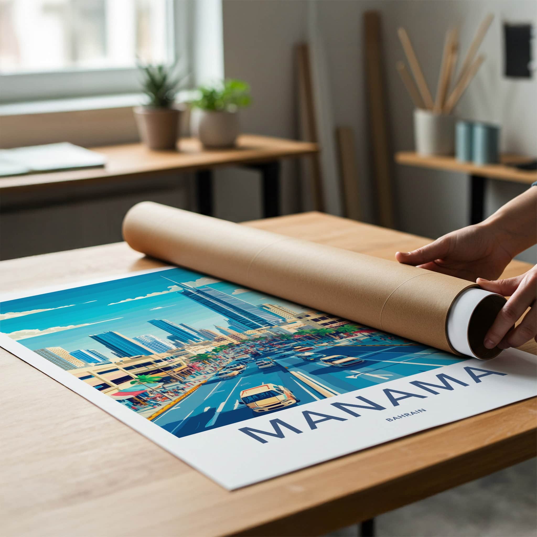 Manama Poster - Bahrain Art Print - Modern City Street Home Decor