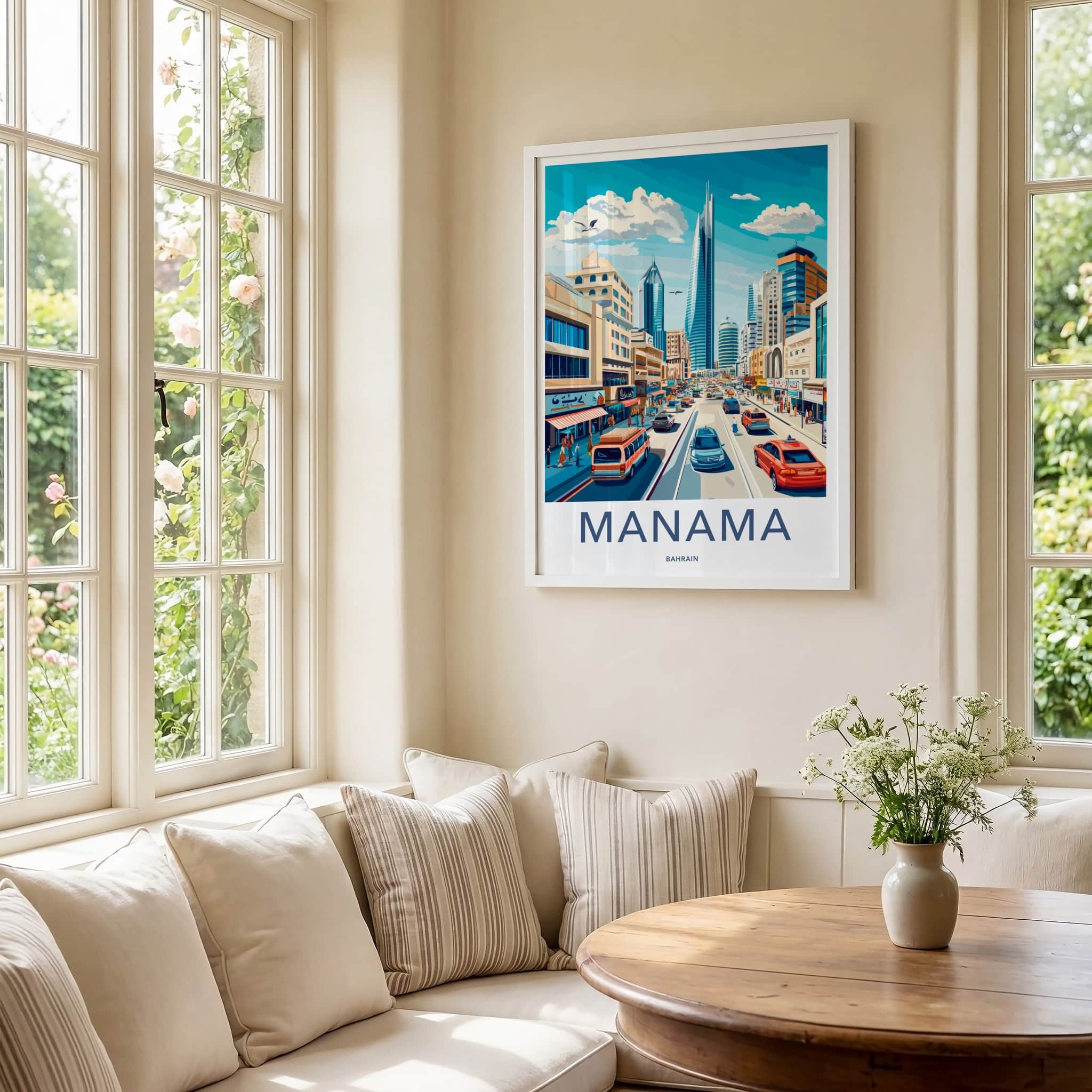 Manama Poster - Bahrain Travel Art - Vibrant City Street Home Decor