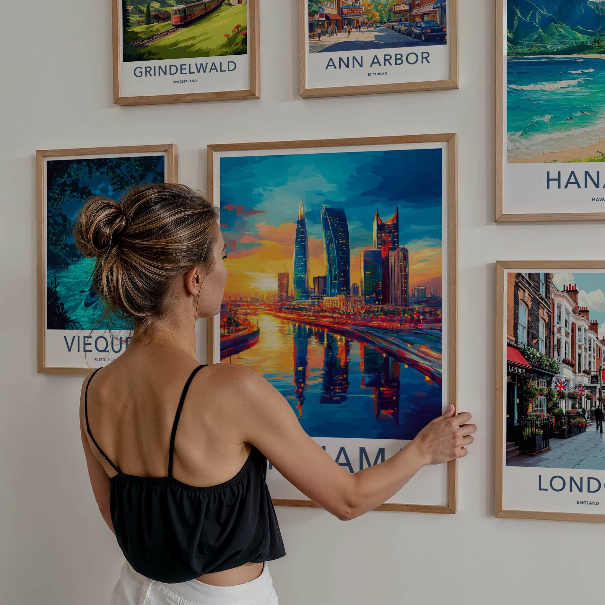 Manama Poster - Bahrain Travel Art - Vibrant Skyline Reflections Home Decor