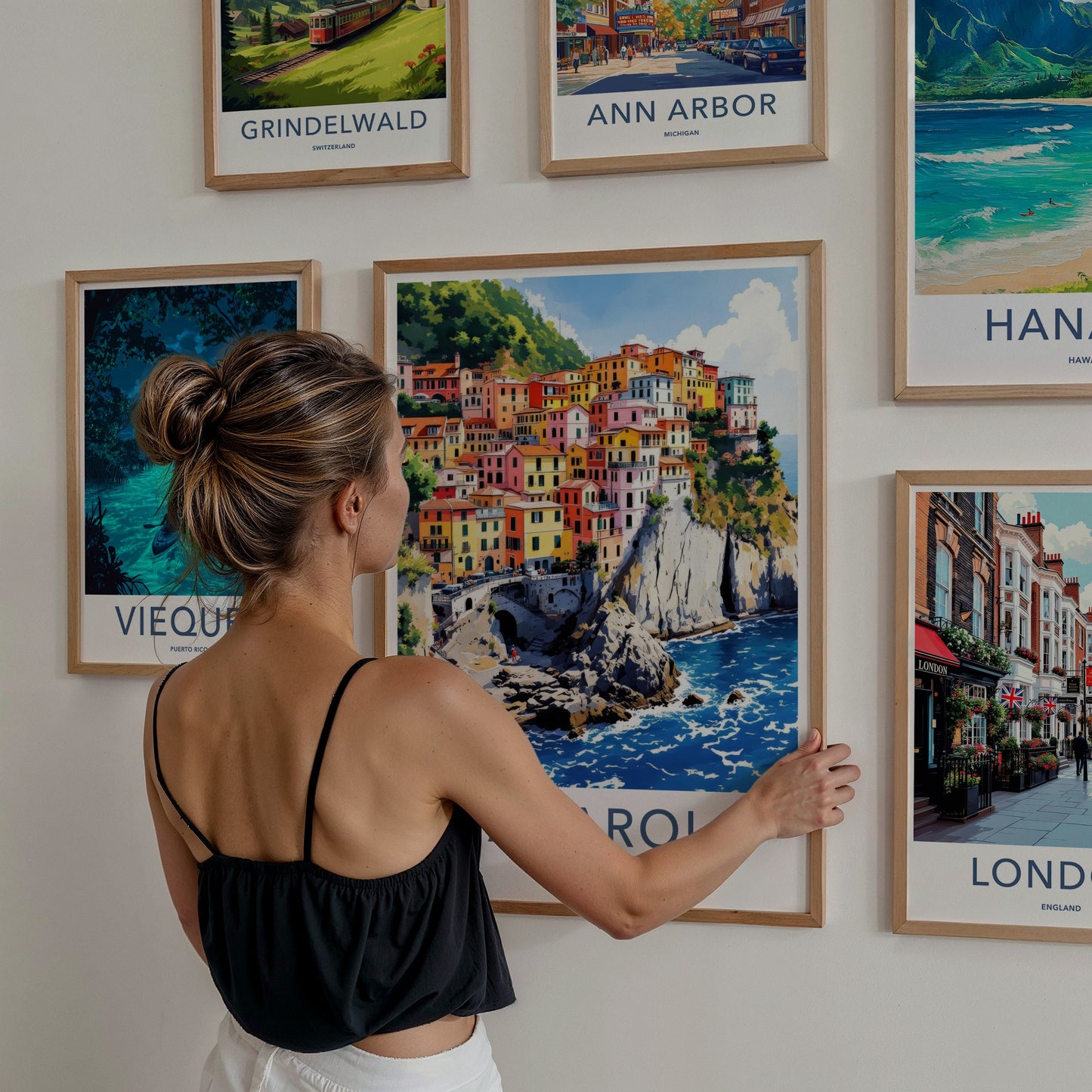 Manarola Poster - Italy Travel Art - Colorful Seaside Village Home Decor