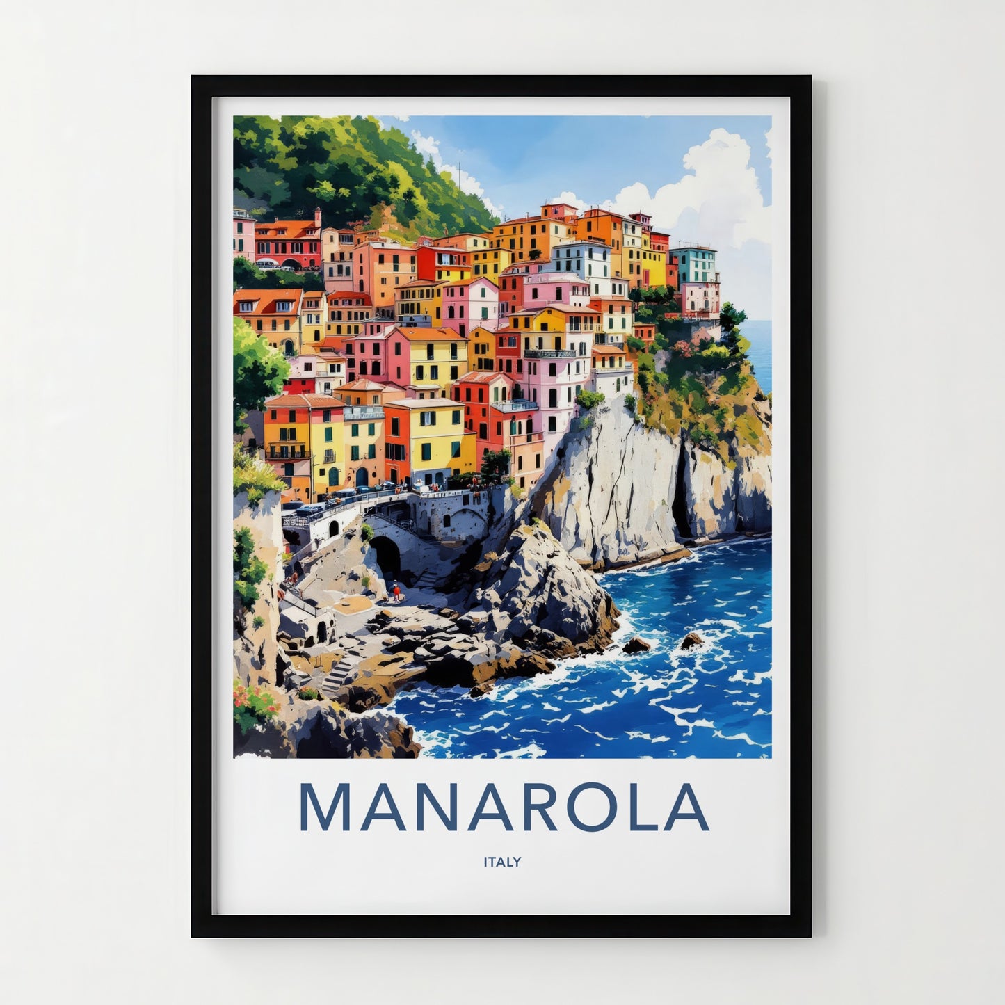 Manarola Poster - Italy Travel Art - Colorful Seaside Village Home Decor