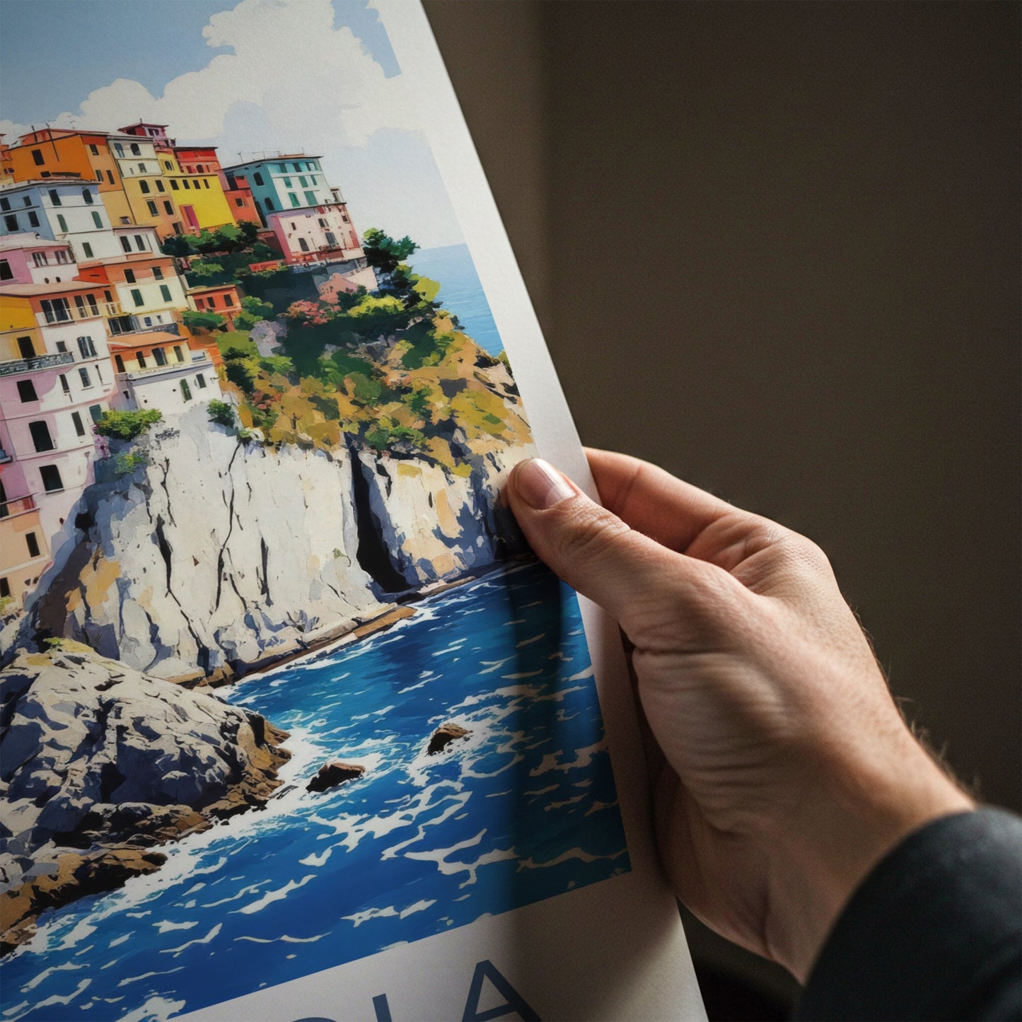 Manarola Poster - Italy Travel Art - Colorful Seaside Village Home Decor