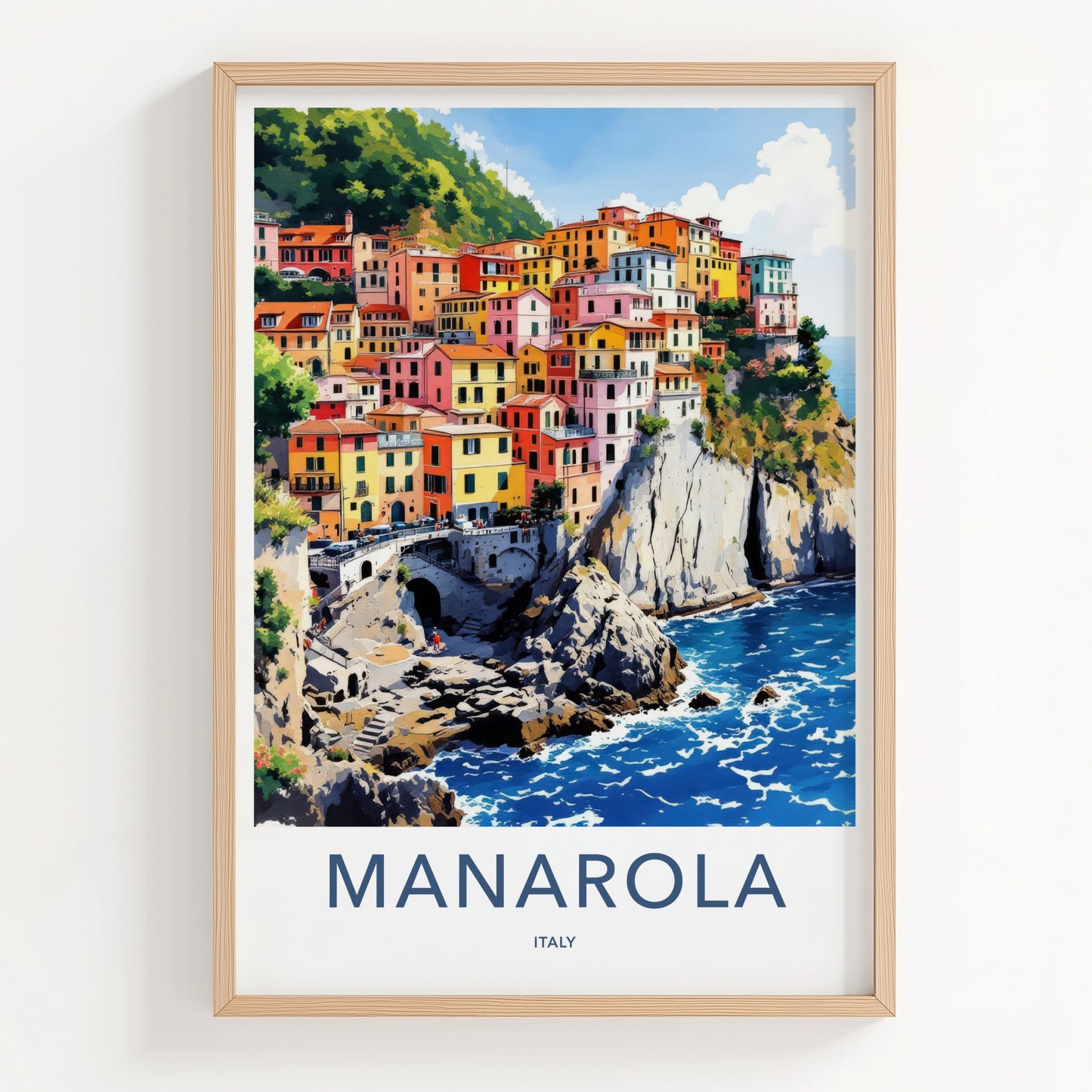 Manarola Poster - Italy Travel Art - Colorful Seaside Village Home Decor