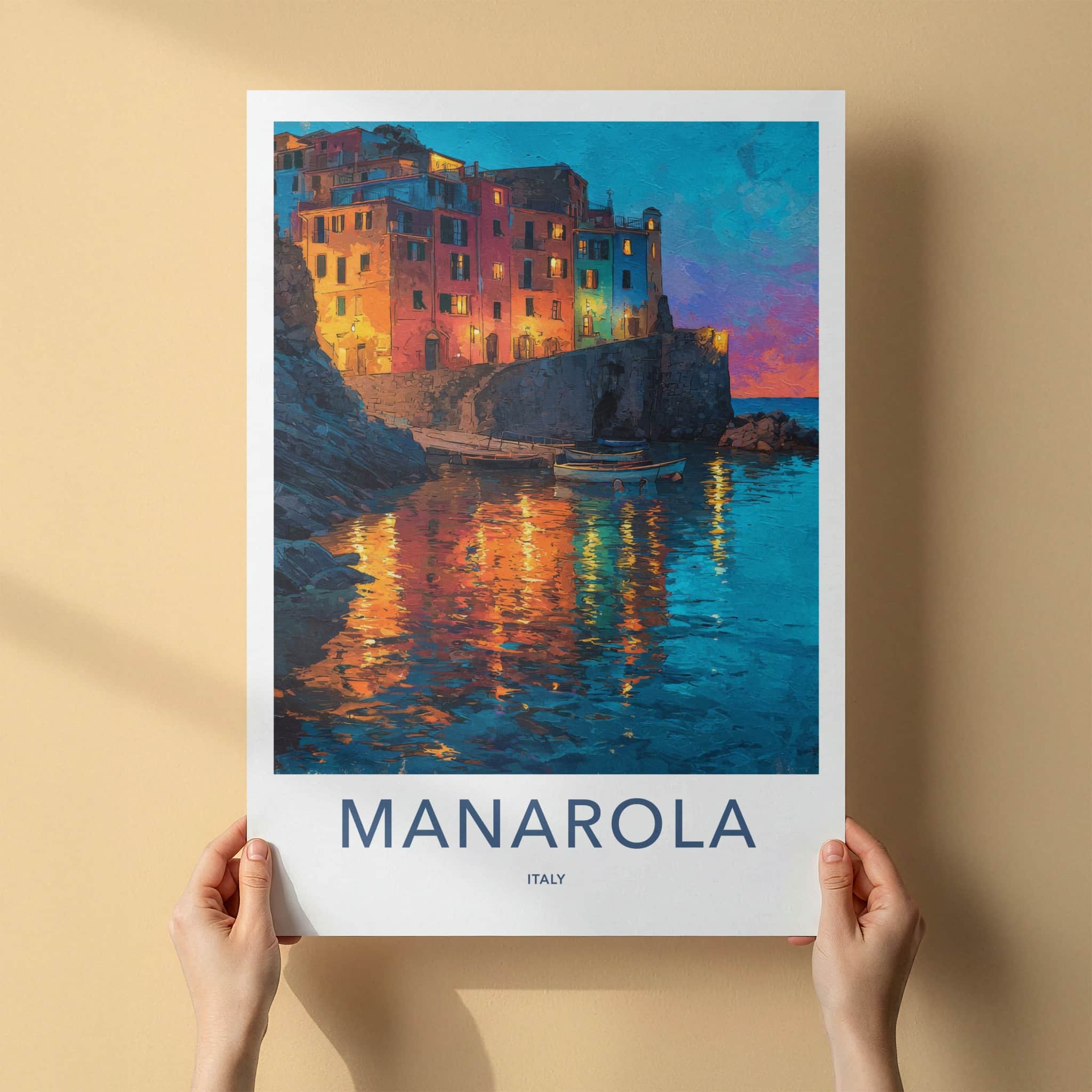 Manarola Poster Italy Vibrant Coastal Village Wall Decor