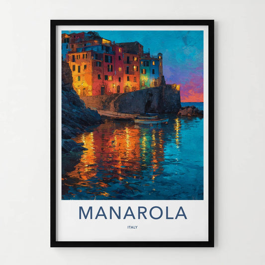 Manarola Poster Italy Vibrant Coastal Village Wall Decor