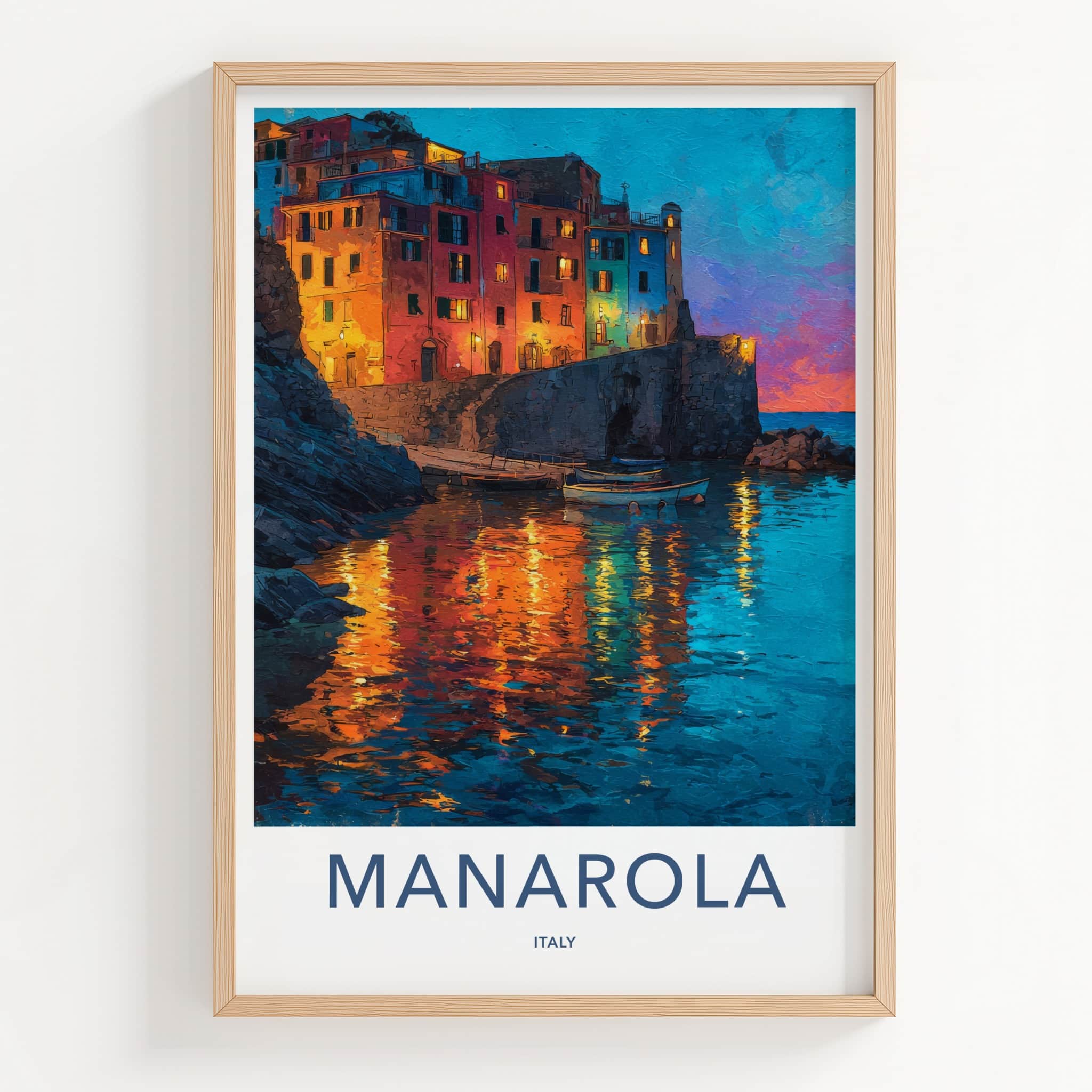 Manarola Poster Italy Vibrant Coastal Village Wall Decor